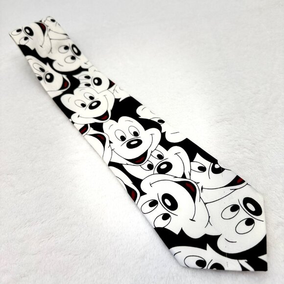 Disney Other - Vintage Disney Mickey Mouse Face Tie White & Black Regular Traditional